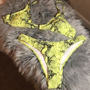 Yellow animal print two piece swimsuit